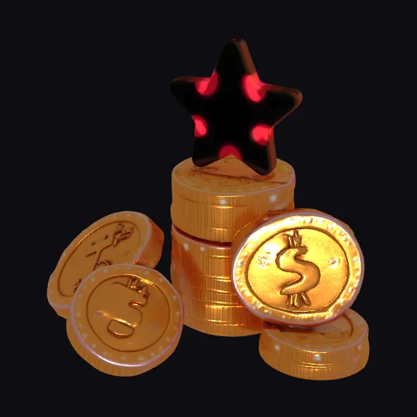 Stacked Gold Coins Star