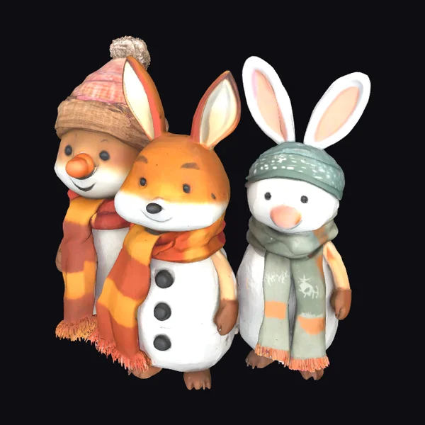 Snowman Animal Friends Trio