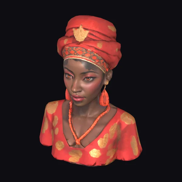 Regal Yoruba Queen Bust