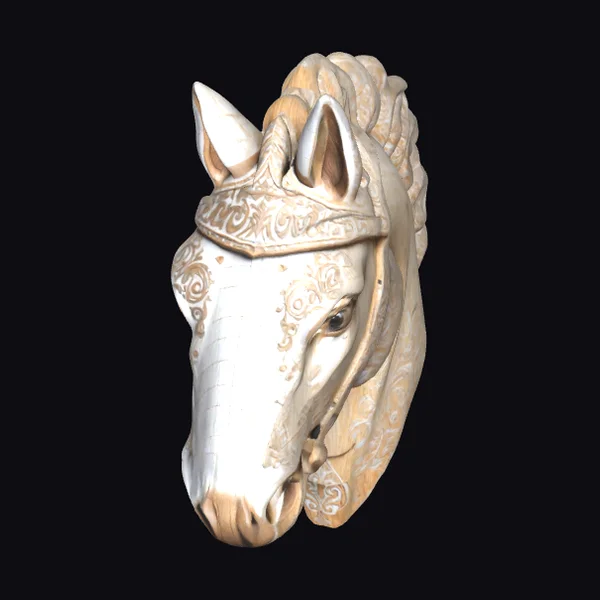Wooden Horse Head Sculpture