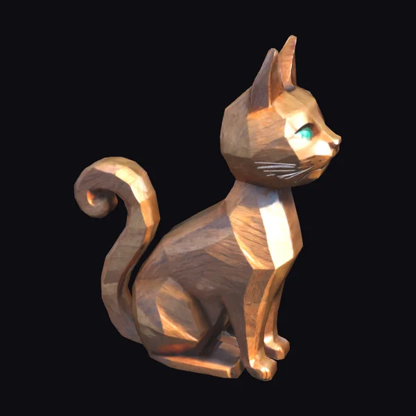Wooden Cat Statue