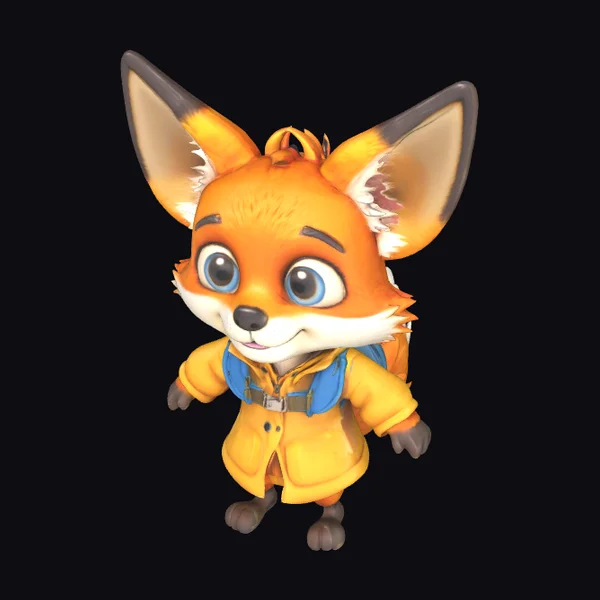 Cartoon Fox with Backpack