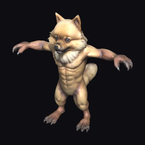 Anthropomorphic Pomeranian Werewolf