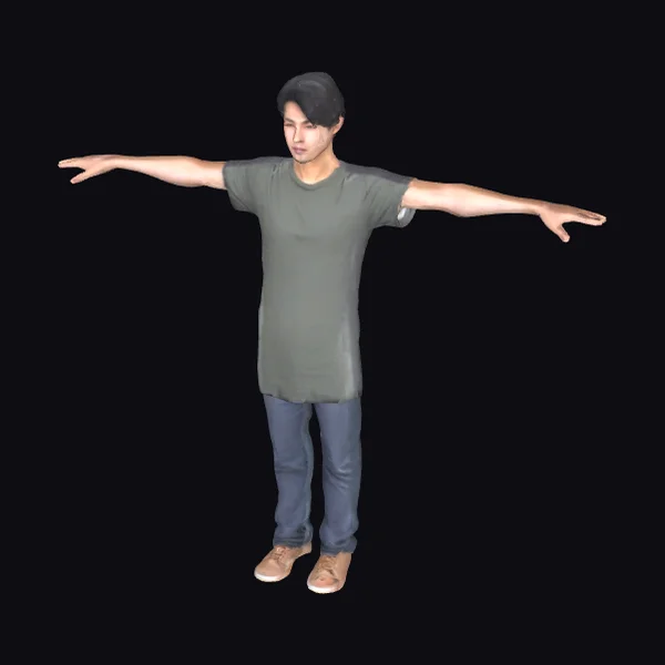 Asian Man Casual T-Pose