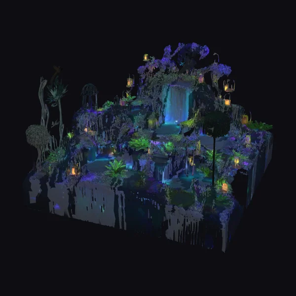 Floating Island Garden Scene