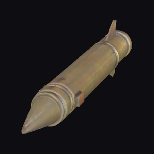 Aged Metallic Rocket Projectile