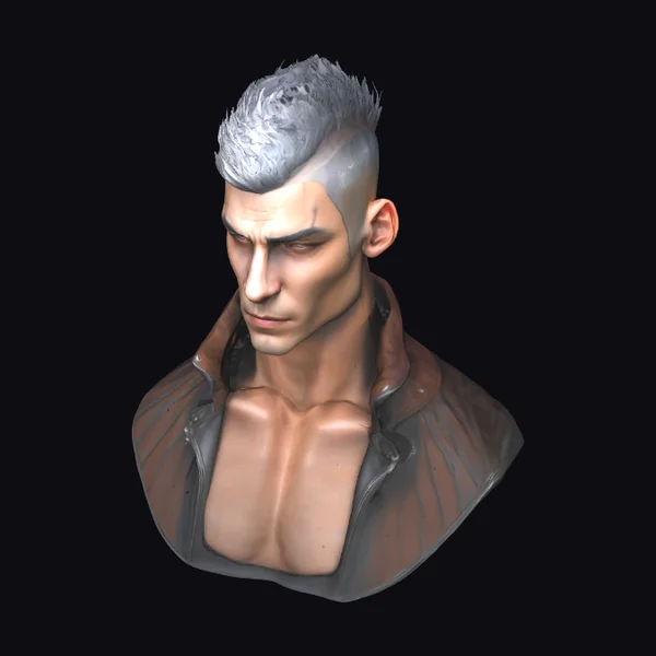 Cyberpunk Male Character Bust