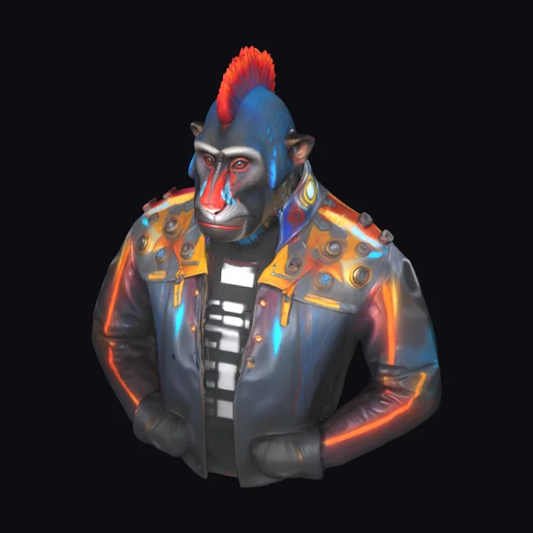 Cyberpunk Mandrill Portrait