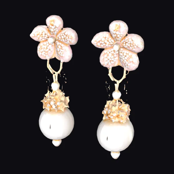 Pink Flower Pearl Earrings