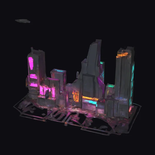 Damaged Neon Cityscape
