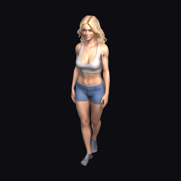 Blonde Woman in Shorts