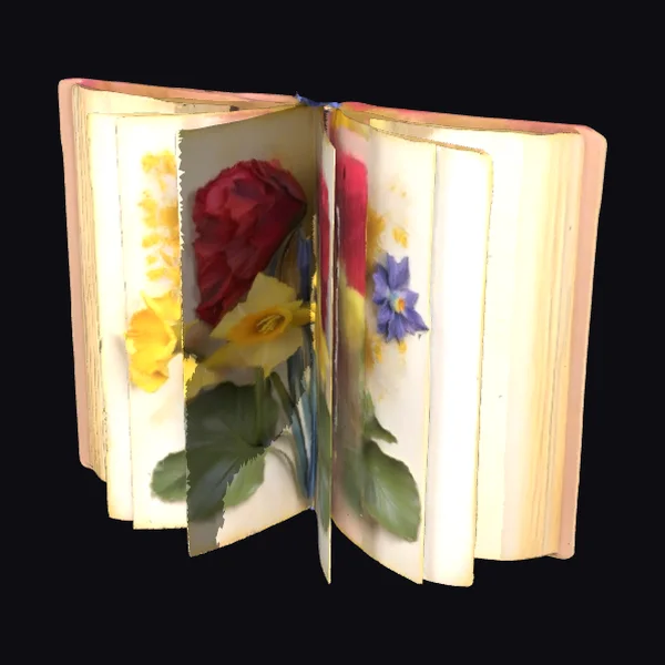 Open Book with Flowers