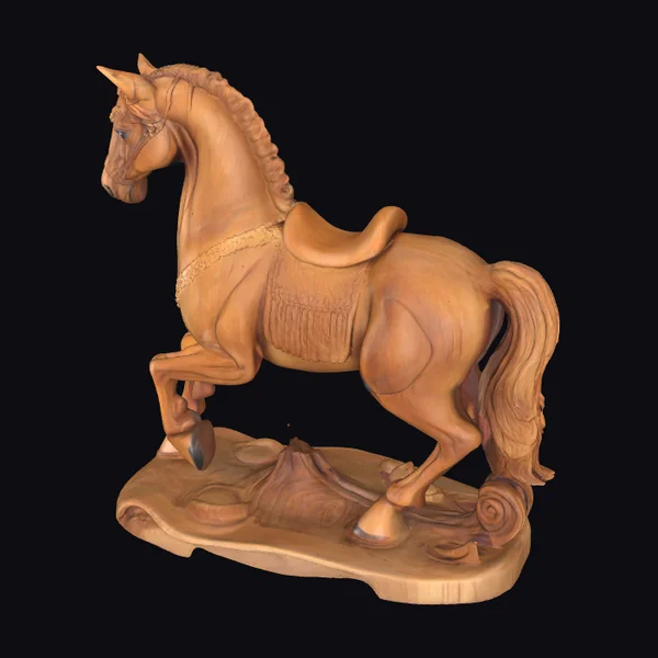 Wooden Sitting Horse Statue