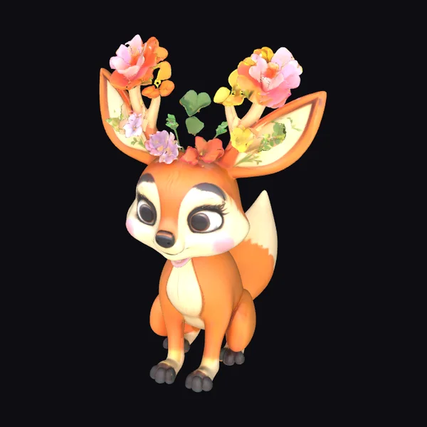 Wood Fox Deer Antlers