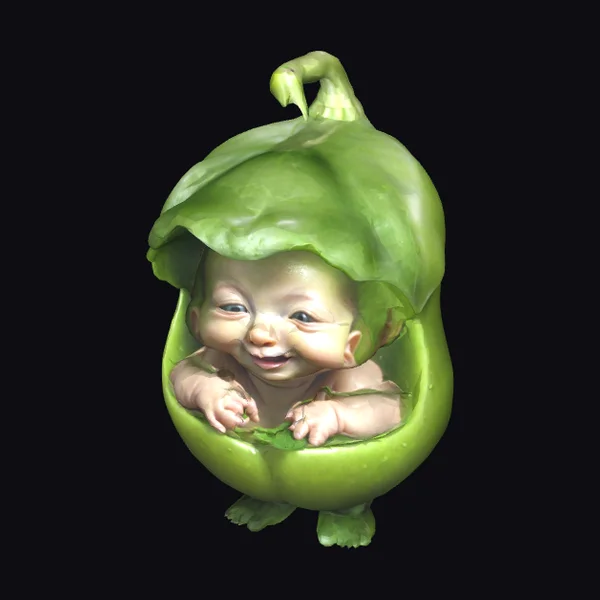 Green Baby in Peapod