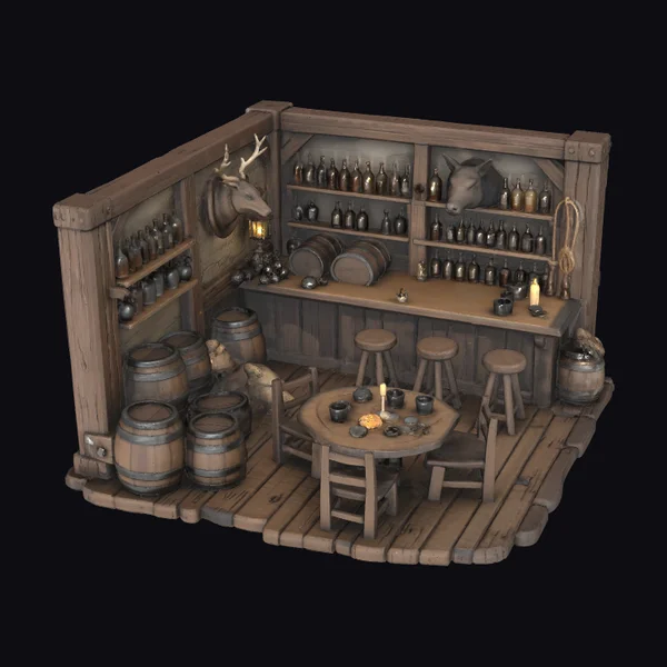Rustic Tavern Interior Scene