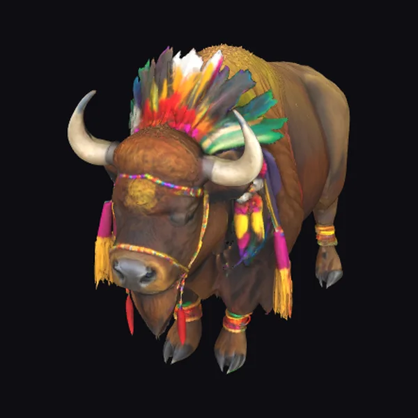 Bison with Colorful Headdress