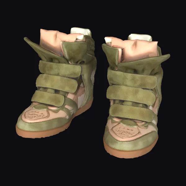 Green Velcro Wedge Sneakers