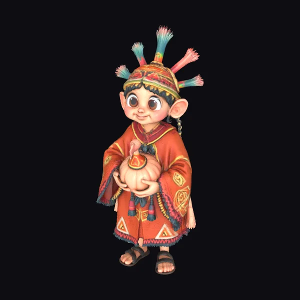 Inca Character Holding Pumpkin