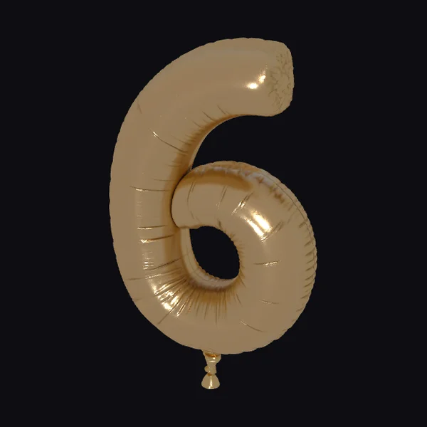 Golden Balloon Digit Six
