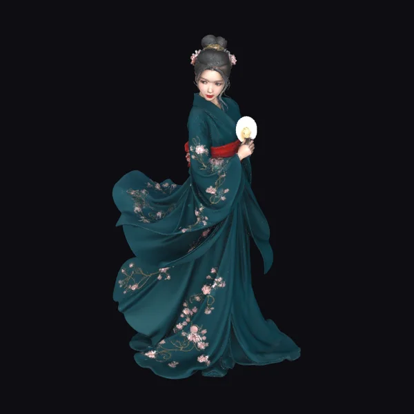 Woman in Traditional Kimono