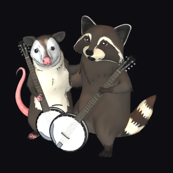 Possum and Raccoon Musicians