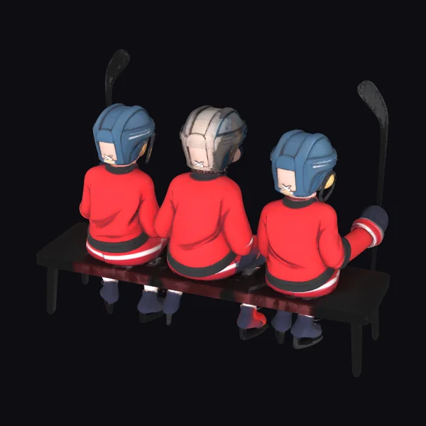 Hockey Trio on Bench
