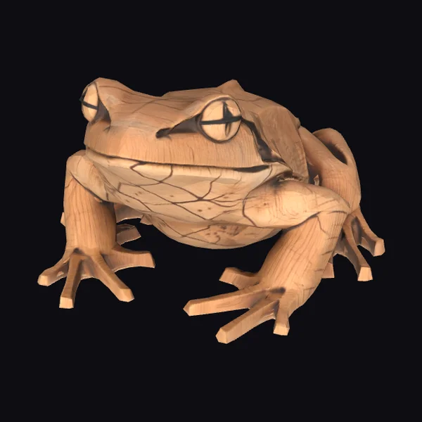 Wooden Frog Sculpture