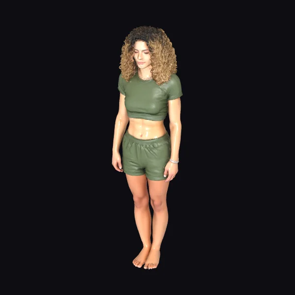 Woman in Green Outfit