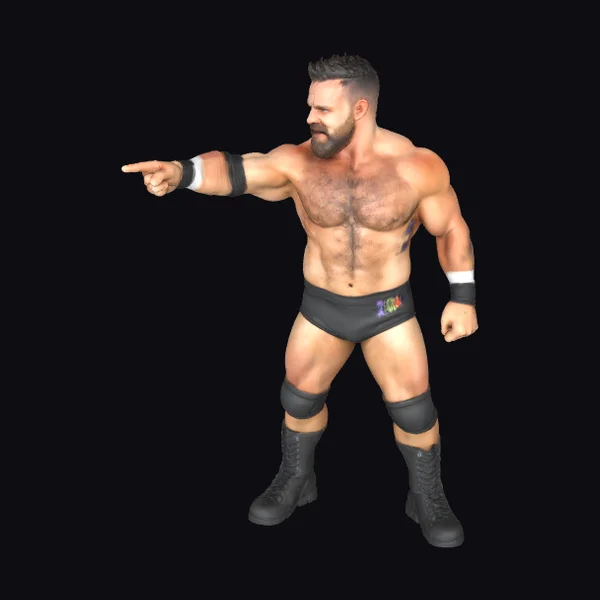 Muscular Wrestler in Black