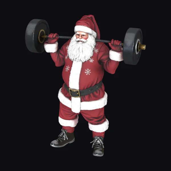 Buff Santa Lifting Weights