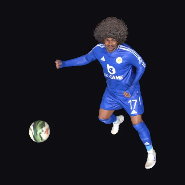 Footballer in Blue Jersey