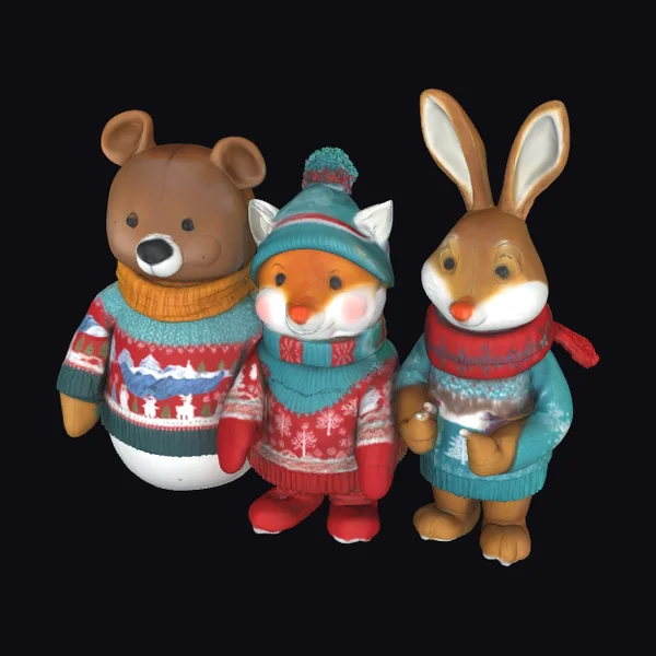 Woodland Animal Snow Trio