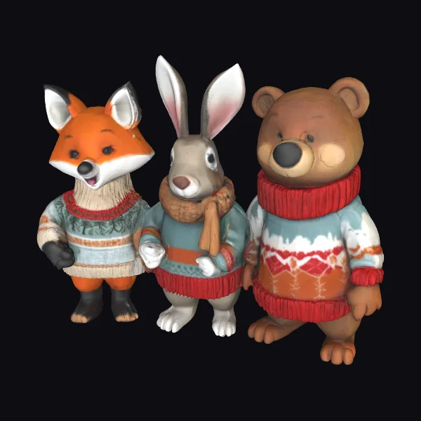Woodland Friends in Sweaters