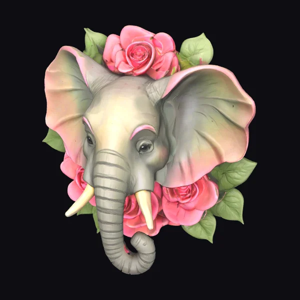 Cartoon Elephant Head Roses