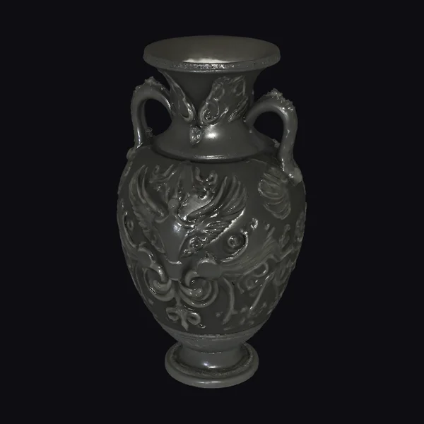 Ornate Dark Gray Vase