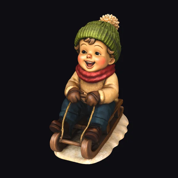 Smiling Child on Sled