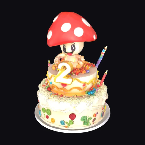 Cartoon Mushroom Cake Topper