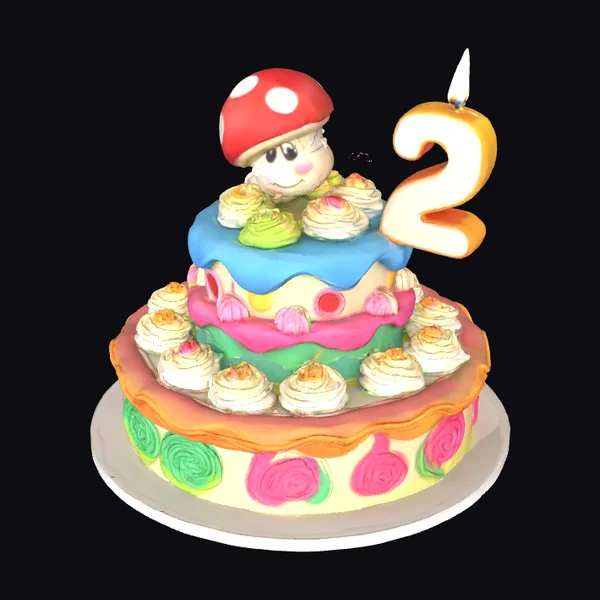 Cartoon Mushroom Birthday Cake