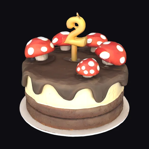 Cartoon Mushroom Birthday Cake
