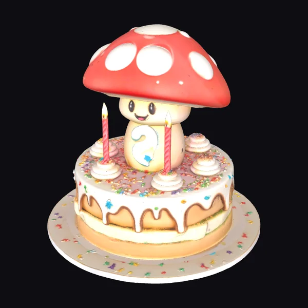 Cartoon Mushroom Cake Topper