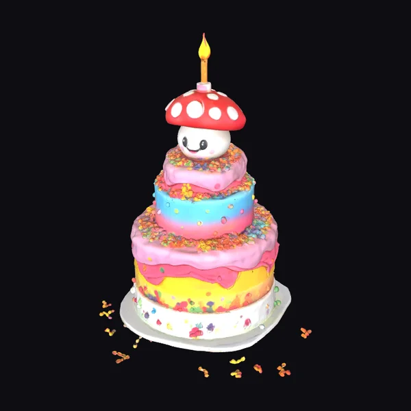Cartoon Birthday Cake Tower