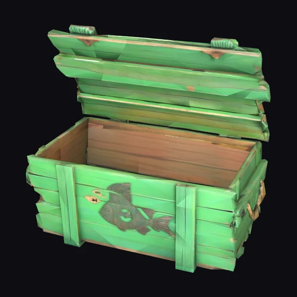 Green Wooden Fish Crate