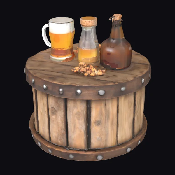 Wooden Barrel Display