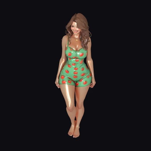 Woman in Green Romper