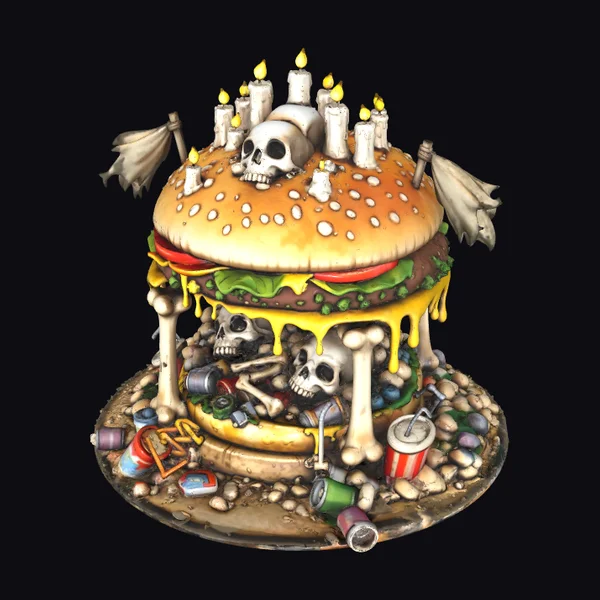 Burger Skull Cake