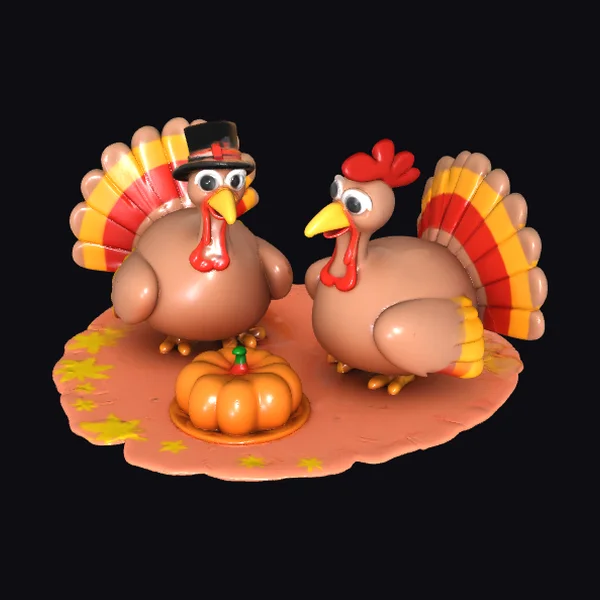 Cute Turkey Family Scene