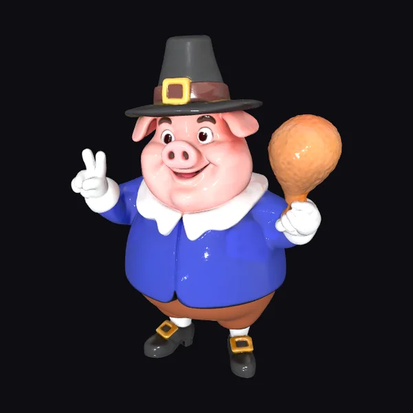 Pilgrim Pig Character