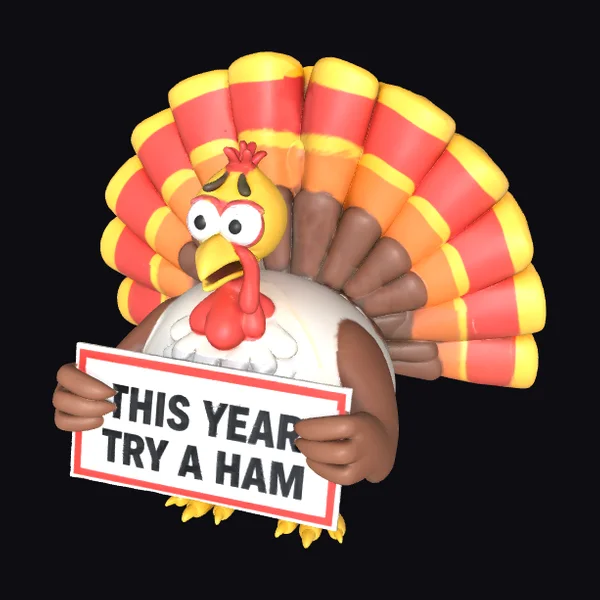 Cartoon Turkey Holding Sign