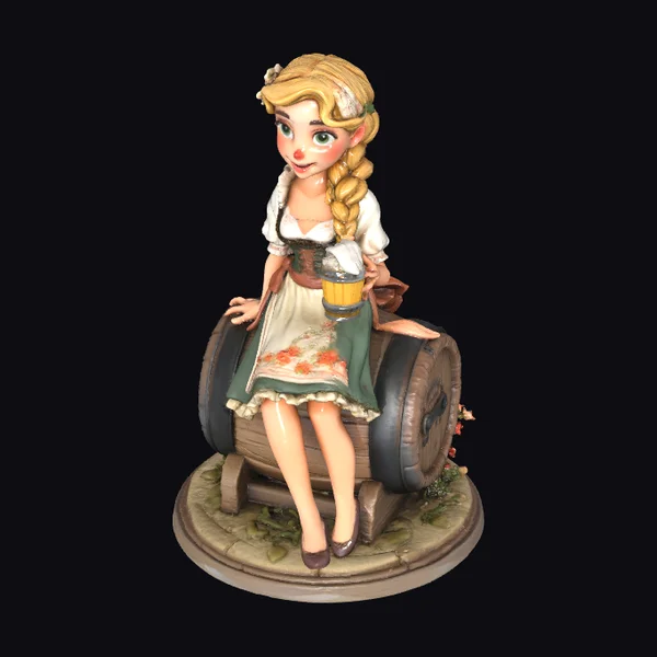Beer Maiden with Barrel